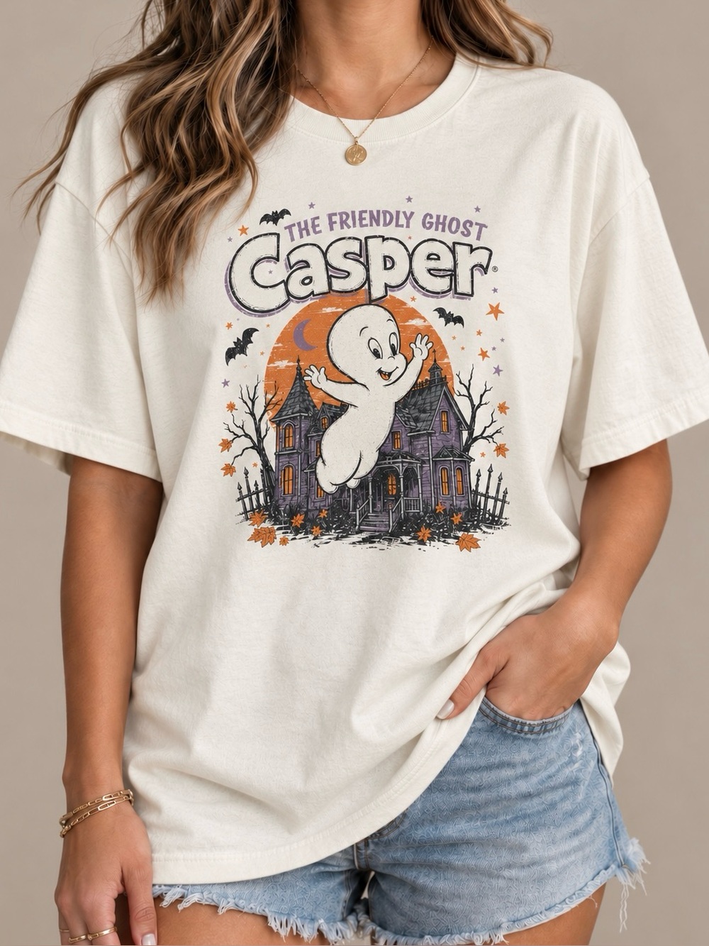 The Friendly Ghost Casper Haunted House Spooky Fall Aesthetic Womens Graphic Tee